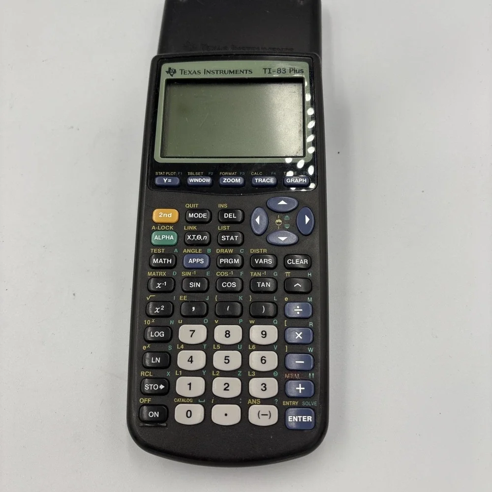 TI-83 Plus Graphing Calculator With Cover Texas Instruments Black TESTED WORKING